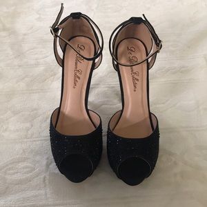 De Blossom peep toe stiletto glitter sandals 8 1/2